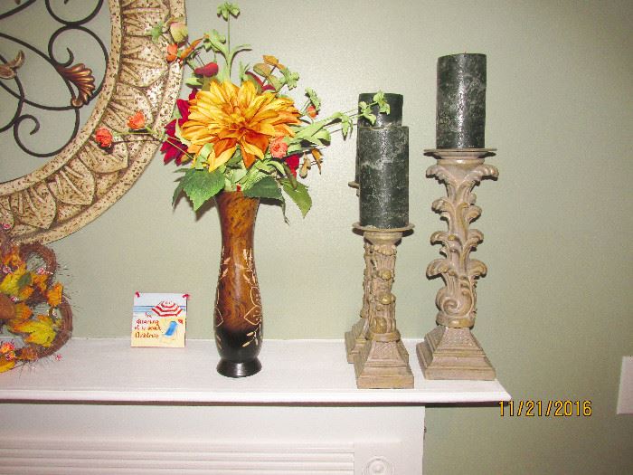 CANDLE WITH STANDS, VASES