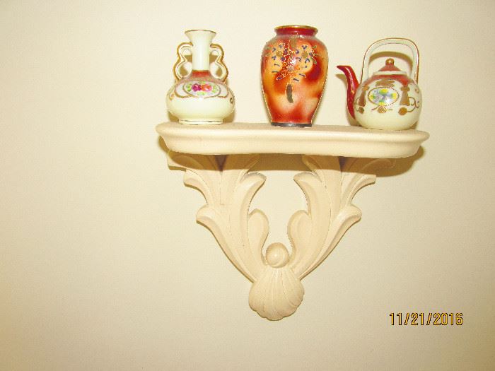 WALL SCONCE, VASES, TEAPOT