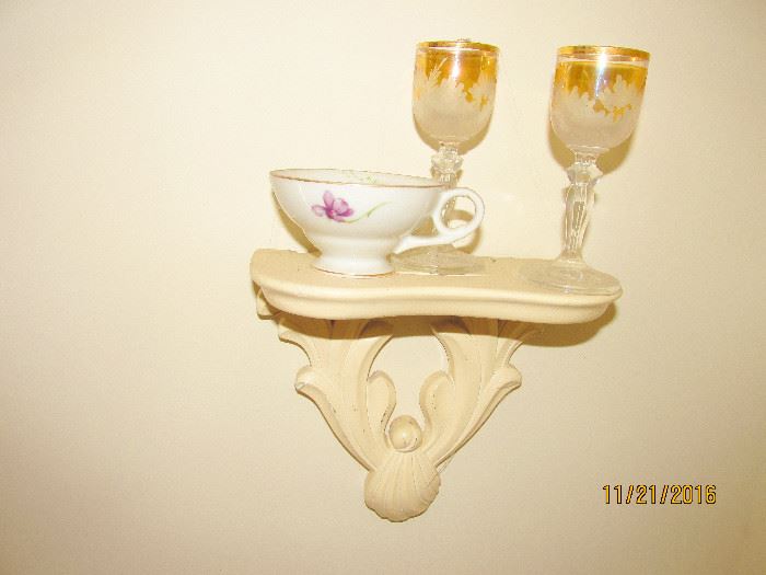 WALL SCONCE, CUP, STEM GALSSES