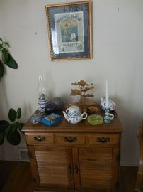 Sterling Furniture, Entry Way, Storage/with Drawer Cabinet. Tea Pots, Vaseline Glass