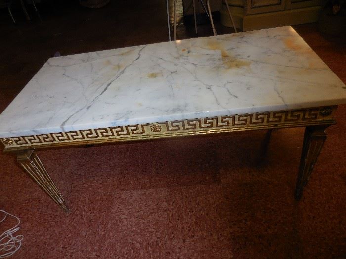 Hollywood Regency Cocktail Table,Marble Top
