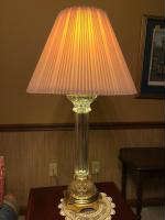 glass and brass lamp