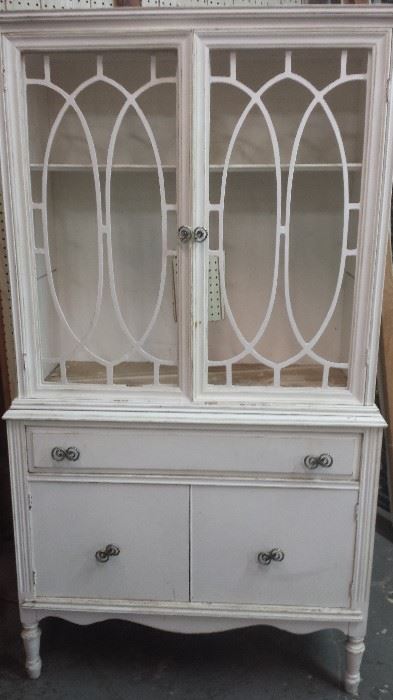 Shabby painted glass front cabinet
