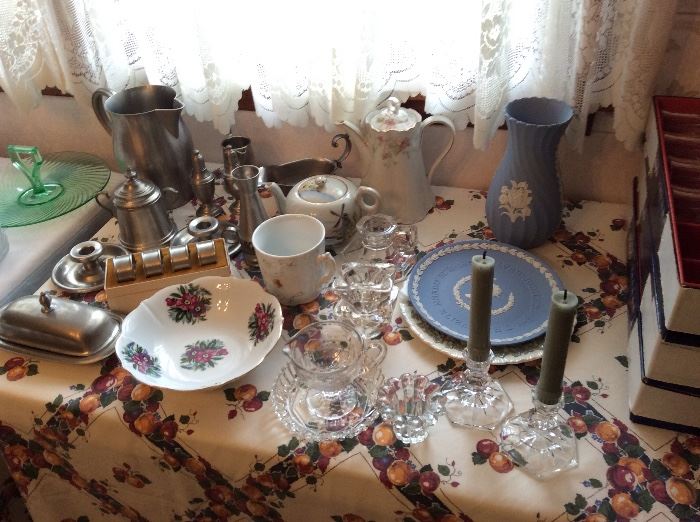 Pewter, Wedgewood,antique porcelain pieces