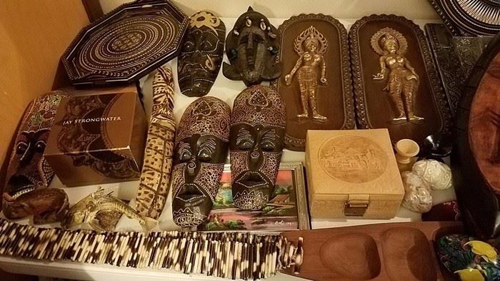 Wood Masks, Carvings, Unique, Africa, Asia, Indonesia, Ghana, Mali, Rare, West Africa, Leather, Egypt, Eggs, Jay Strongwater, Crystal Vase, Bee Vase, Porcupine Quill Belt, Piraroku South America, Tray, Serving Tray, Thailand, Ipsara, Gifts, Collectibles, Vintage, Rare, Unique, Painting, art, serving tray, hand carved, hand painted, 