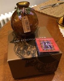 Jay strongwater mini bee vase boxed brown gold tone glass crystal