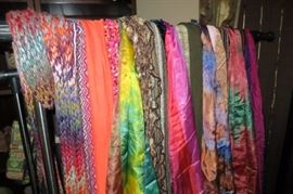 Beautiful scarves, silk, many fabrics, clothing, accessories, over 50 to choose from plus hats and pashminas, colorful, 
