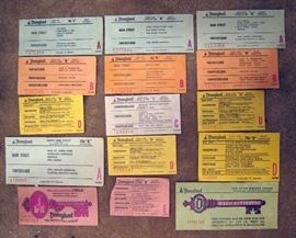 Assorted original Disneyland Tickets, vintage, collectible, rare, unique, Amusement Park memorabilia