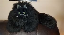 Gorgeous, Authentic Sheep Skin Black Cat from Napier New Zealand, stuffed and it is a beautiful sheep!!