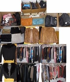 Clothes, accessories, furs, purses, vintage items, brand new clothes, Clothes, Clothes, Clothes!!!  Name Brand & Casual. So much is brand new!! Many with tags!! Tahari orange red jacket, blazer, coat, Columbia jacket, ski pants, travel clothes, ethnic clothes, AB Studio Dresses, Gorgeous New Leather Riding Jacket with fringe, Faux fur vintage, Mink Stole Vintage, Cashmiere and fur sweater black, Suits, pants, slacks, brand new designer jeans, t shirts, Hard Rock New T Shirts, Lots of Ethnic Clothing, Asia, Africa and Middle East 