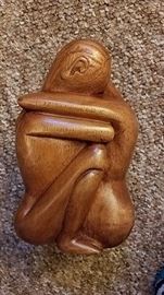 Beautiful wood carving statue, couple hugging. Lots of wood, decor, misc items too!