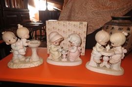 Precious Moments Collectible Porcelain Figurines. You're Love is so Uplifting, Our Friendship is Soda-Licious and Friendship Hits the Spot. and Two porcelain Lladro Bells, discontinued