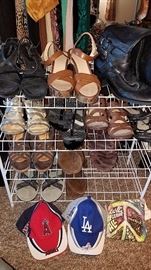 Ladies Shoes, Heels, Faulkner Leather Boots, Size 10 and 11, Dodger Hat, Angels Hat, Hard Rock Tshirts brand new with tags, Love All Serve All