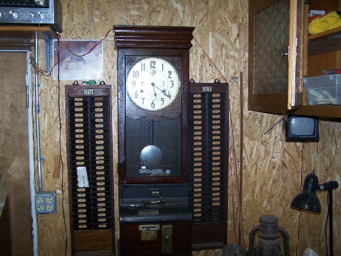 OLD TIME PUNCH CLOCK & PUNCH CARD SLOTS