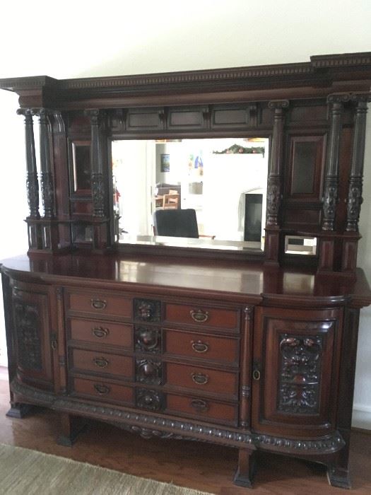 French Style - Beautiful Mirrored Sideboard Buffet and Bar - Hand carved Beautifully Detailed