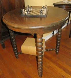 Antique English Oak Round Barley Twist  Leg Table