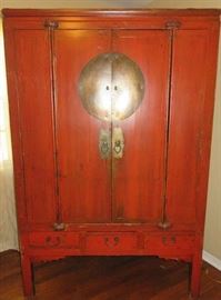 Antique Chinese Wood Armoire Cabinet