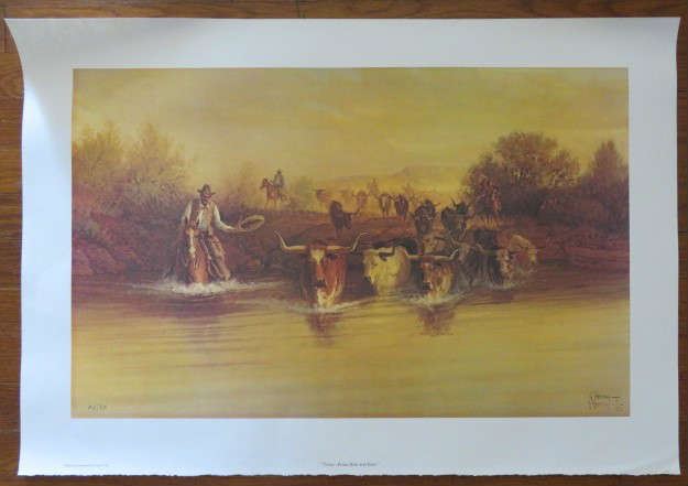 1978 G. Harvey "Texas From Hide or Horn" Signed Limited Edition Print