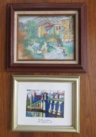 Top: Chalk drawing Artist Signed, Marion Francica, Bottom: Bridge of Lions St. Augustine, Fl. Artist Signed, Tom Farrell