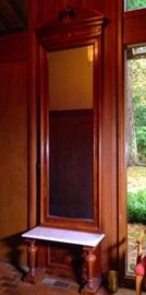 Wood and marble hall mirror