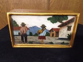 Hand painted wood box vintage