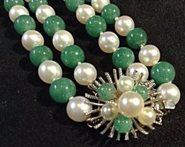 Sterling Jade and Pearl necklace