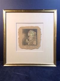 Intaglio Print Of A Bride Chinese Artist Yu Yuan Hong
