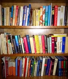 A library full of books for sale