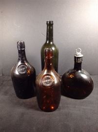 Vintage glass whisky bottles