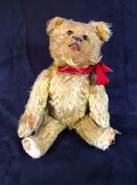 Steiff antique jointed bear with rod to move head