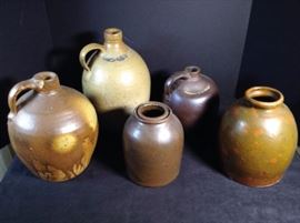 Hand built earthenware jugs