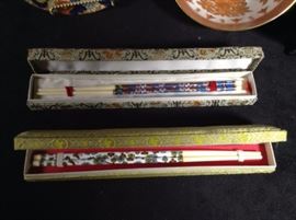 vintage inlay chop sticks