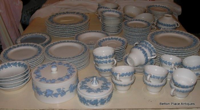 Wedgwood Queens Ware Dinner Ware, two styles involved, wavy edge and straight edge.