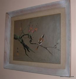 Exquisite Asian hand painted on foil, set of two