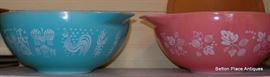 Both have inside bowls, Pink Gooseberry pattern 