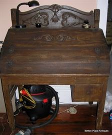 Primitive Desk with lid down.....carved nicely, this is a great piece