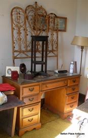 Maple Desk for sewing or office, on top of it is a bamboo single headboard , jewelry and more