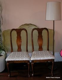 Bassett Headboard / two chairs, metal standing lamp