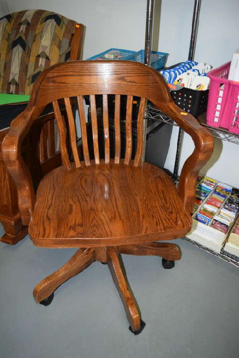 Oak Banker Style Office Chair