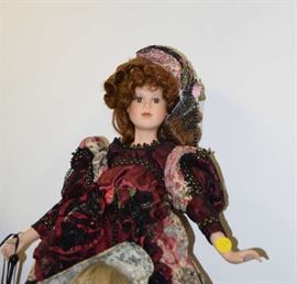 Porcelain Doll with Vintage Clothing