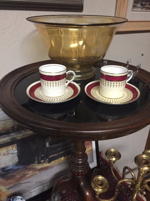 Vintage demitasse cups and glass bowls