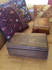 English boxes, Dhurrie oriental rug pillows