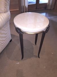 Marble with metal base table 17.5" diameter x 27" high $260