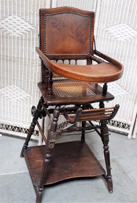 Antique High Chair converts to walker/stroller