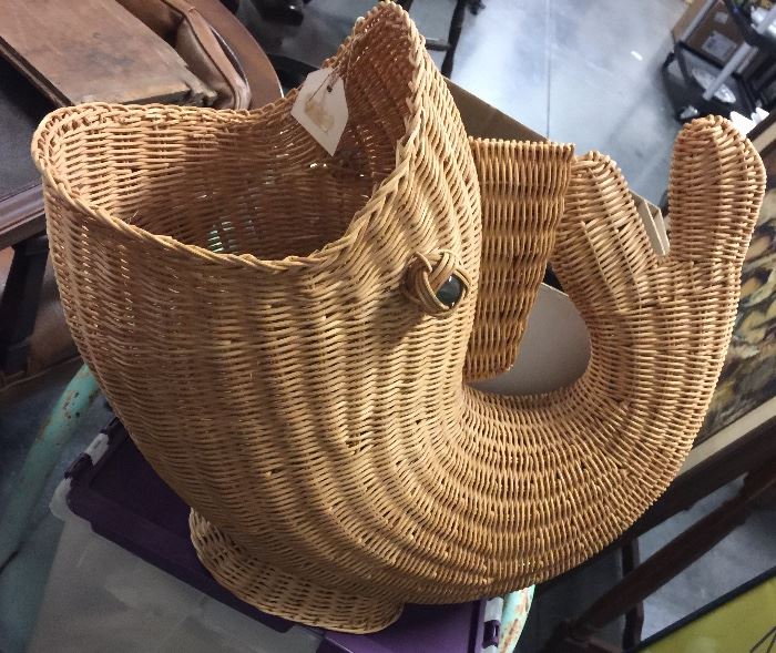 Whale or Fish Basket with marble eyes