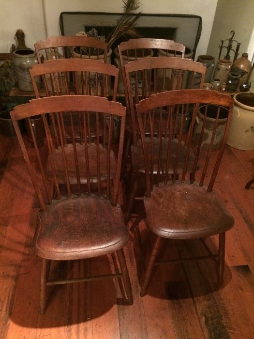 Set of six (6) period Step Down Windsor chairs