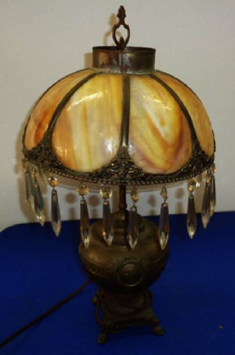 Antique Slag Glass Lamp, Unmarked