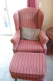 Matching wing-back chair and ottomon