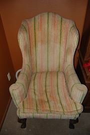 High back upholstered vintage chair