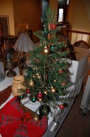 Table top miniature Christmas tree with skirt